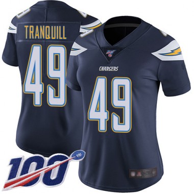 Los Angeles Chargers NFL Football Drue Tranquill Navy Blue Jersey Women Limited #49 Home 100th Season Vapor Untouchable->los angeles chargers->NFL Jersey